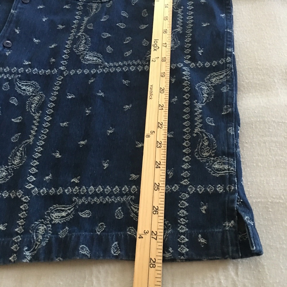 American Eagle Button Up Shirt Men's Size L Tall Blue Relaxed Bandana Paisley - Picture 14 of 16